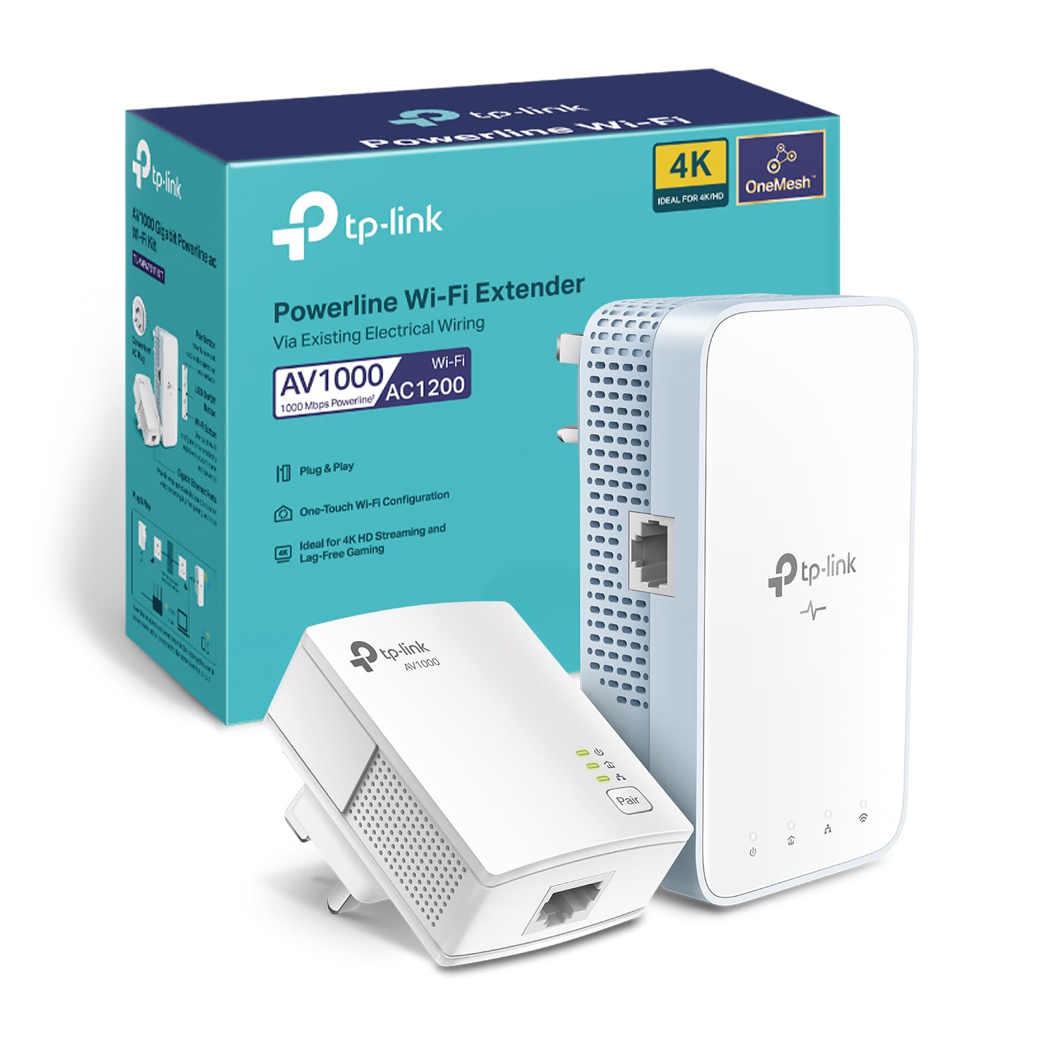 TP-Link TL-WPA7517 KIT AV1000 Gigabit Powerline Wi-Fi Kit, AC1200 Dual Band Powerline Network Adapters, OneMesh, Supported Gigabit Ethernet Ports, Plug & Play, Broadband/Wi-Fi Extender