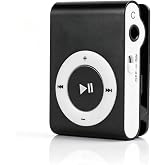 Mini MP3 Player, Portable Digital Music Media Player, Mini MP3 with Back Clip, Player with Earphone and USB Cable, up to 5H Playing Time, Support Memory Card (Black)
