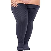 Neoviancia Plus Size Thigh High Socks for Thick Thighs Women- Thigh Highs Widened Extra Long Thick Knit Socks