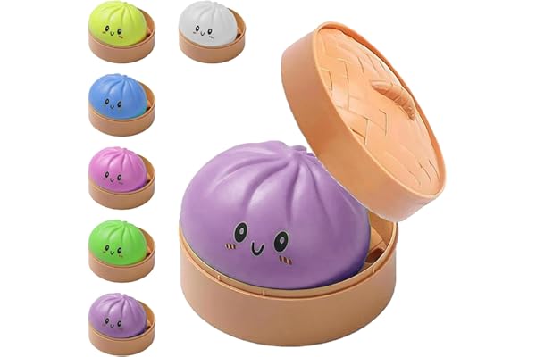Dumpling Squishy Stress Balls Fidget Sensory Toy Mystery Dumpling Squishy Soft Squeeze Decompression Dough for Adults (Purole-b)