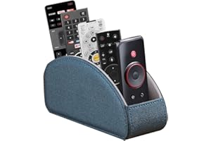 ARNICHE Leather Remote Control Holder,TV Remote Caddy with 5 Compartments,Desktop Organizer,for Store TV,DVD,Blu-Ray,Media Player,Heater Controllers(Blue)