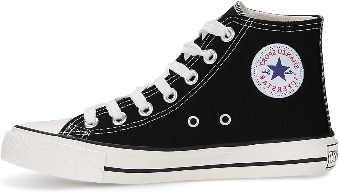 QIMAOO Unisex Canvas High/Low Tops Sneakers, Fashion Casual Lace up Canvas Shoes Trainers for Women Men