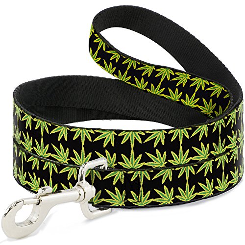 Dog Leash - 6-FEET - Marijuana Reflection Black Yellow Green