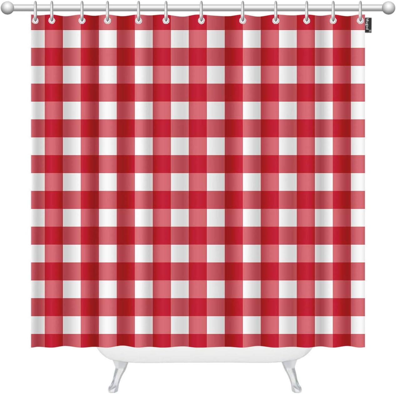Mugod Plaid Shower Curtains Red Plaid Checkered Gingham