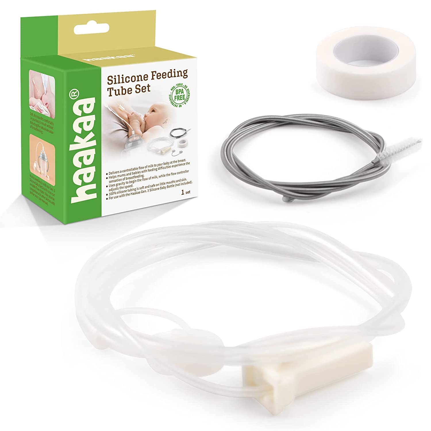 haakaa Supplemental Nursing System - Gen.3 Safe Baby Feeding Set with Cleaning Brush -Breastfeeding Newborn Essential- BPA Free