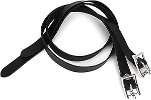 Lwuey Leather Spur Straps, Adjustable Boot Strap Lengthen Single Ply Stainless Steel Buckle Western Man Woman Horse Riding Cowboy Outfit Equipment Classic Equestrian Supplies Thigh High Boots 2PCS