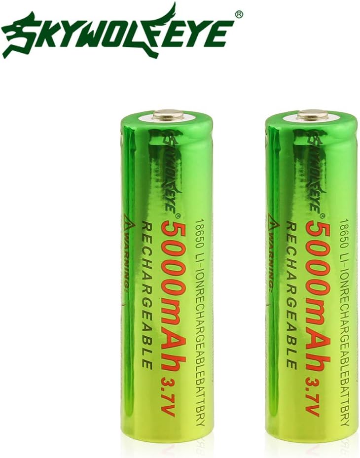 Elalma 2PCS 18650 Li-ion Rechargeable Battery 3.7V 5000mAh 18650 Battery For Flashlight