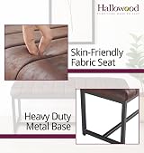 Hallowood Furniture Cullompton Dining Bench 110cm Brown Leather Effect view 5
