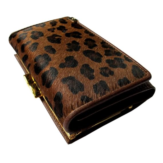 Slim Photo Card Banknote Womens Purses Leather Leopard Print Wallet