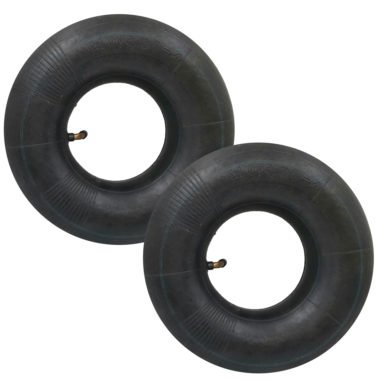 2 Pack 4.10/3.50-4 Replacement Inner Tubes with TR-87 Bent Valve Stem, Heavy Duty Rubber Tire Tubes for Wheelbarrows, Lawn Mowers, Hand Trucks, Garden Carts, Trailers