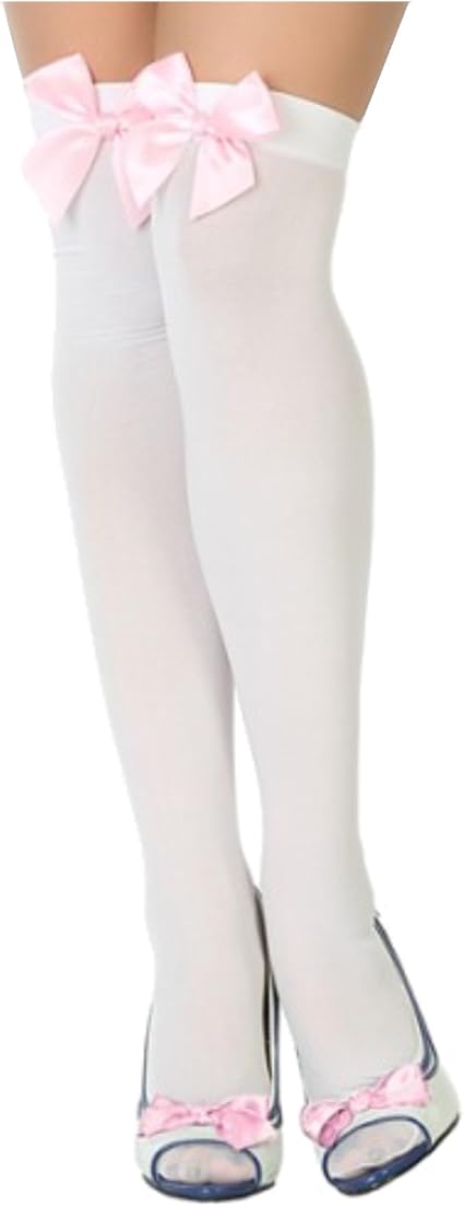 DRESS ME UP Overknee-Strümpfe Weiß Mit Schleifchen - Perfekt Für Karneval & Cosplay