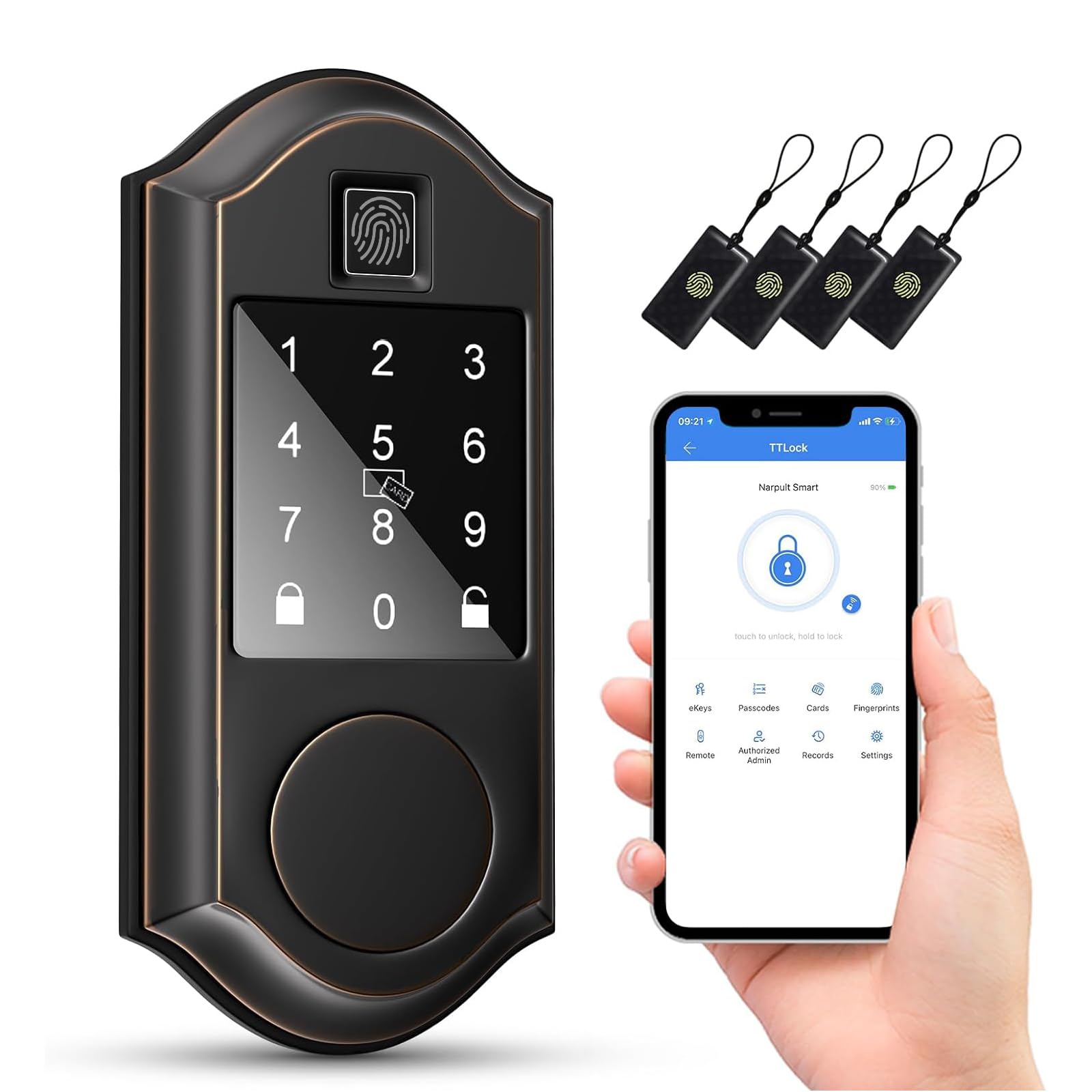 Photo 1 of Narpult Smart Lock, Electronic Deadbolt, Keyless Entry Door Lock, Fingerprint Keypad Locks for Home/Apartment Front Door (Oil Rubbed Bronze)