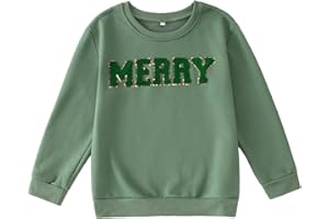 KEKEMI Kid Boy Girls Merry Christmas Sweatshirts Glitter Patch Merry Shirts Xmas Pullover Shirt Holiday Tops Winter Clothes