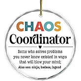 Chaos Coordinator Inspirational Hanging Ornament,Appreciation Encouragement Gifts for Women Men Coworkers,Motivational Crystal Hanging Plaque Ornament Keepsakes for Tree Decor