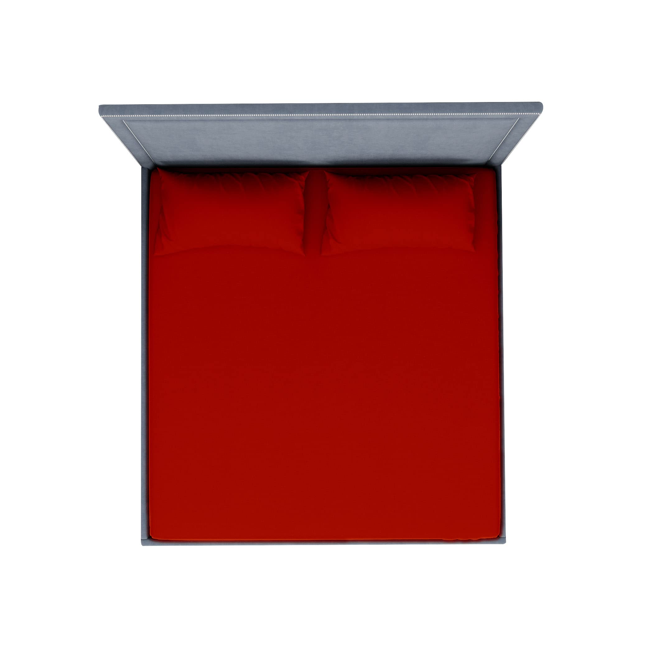 Bedding 3 Piece Bed Sheet Set Extra Deep 25Cm PolyCotton Easy Care Pecale Fitted Sheet (Red, 4ft)