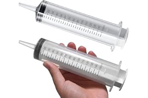 HUOBAOPAO 2 PCS 150 ML Large Syringes, Plastic Garden Industrial Syringes for Scientific Labs, Measuring, Watering, Refilling, Filtration Multiple Uses