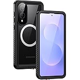 Lanhiem Magnetic for Samsung Galaxy S25 Edge Phone Case, IP68 Waterproof Dustproof Case with Built-in Screen Protector, Rugged Full Body Protective Cover for Galaxy S25 Edge 6.7 Inch, Black