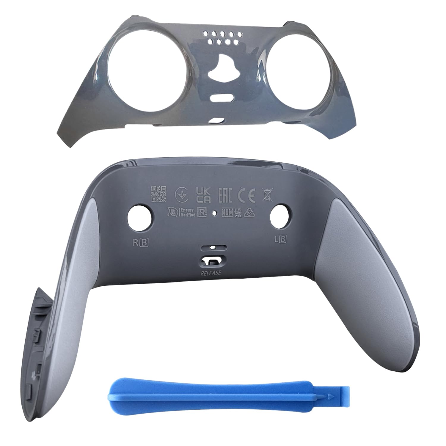 Repair Front & Back Cover forPS5DualSenseEdgeController, Replacement Shell with Soft CD Rubber Grip, Snap-On Design to Fix Peeling & Yellowing, Grey 1 PC CD Players