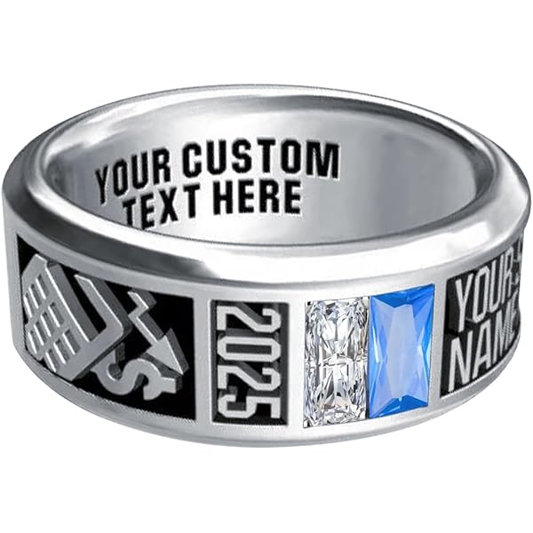 Personalized Birthstone Name Memorial Ring