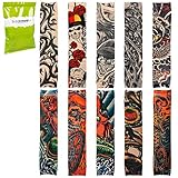 Bundle Monster BMC Cool 10pc Biker Inspired Fake Temporary Tattoo Sleeves Body Art Arm Stockings - Designs Dragon, Dancer, Etc.