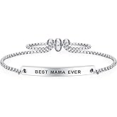 SOUSYOKYO Mama Mothers Day Bracelet Jewelry, Best Mama Ever Gifts for Women Birthday Present Stuff