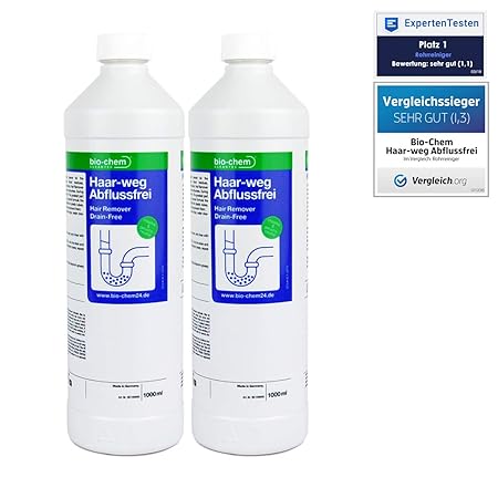 bio-chem HAAR-WEG Abfluss-Frei SPARPACK 2x1000 ml Abflussreiniger Rohrreiniger