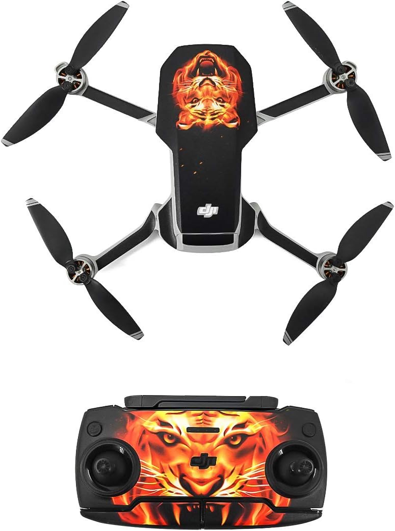 Yueli Mavic Mini Drone Remote Controller Battery Waterproof Anti-Oil Stain Prevention Stickers Competiable with DJI Mavic Mini Accessories (Tigher Face Flame)