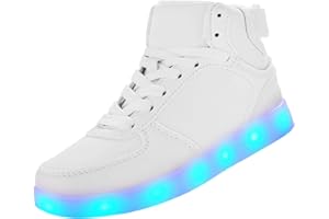 DIYJTS Kids LED Light Up Shoes, Fashion High Top LED Sneakers USB Rechargeable Glowing Luminous Shoes for Boys Girls Toddler Child