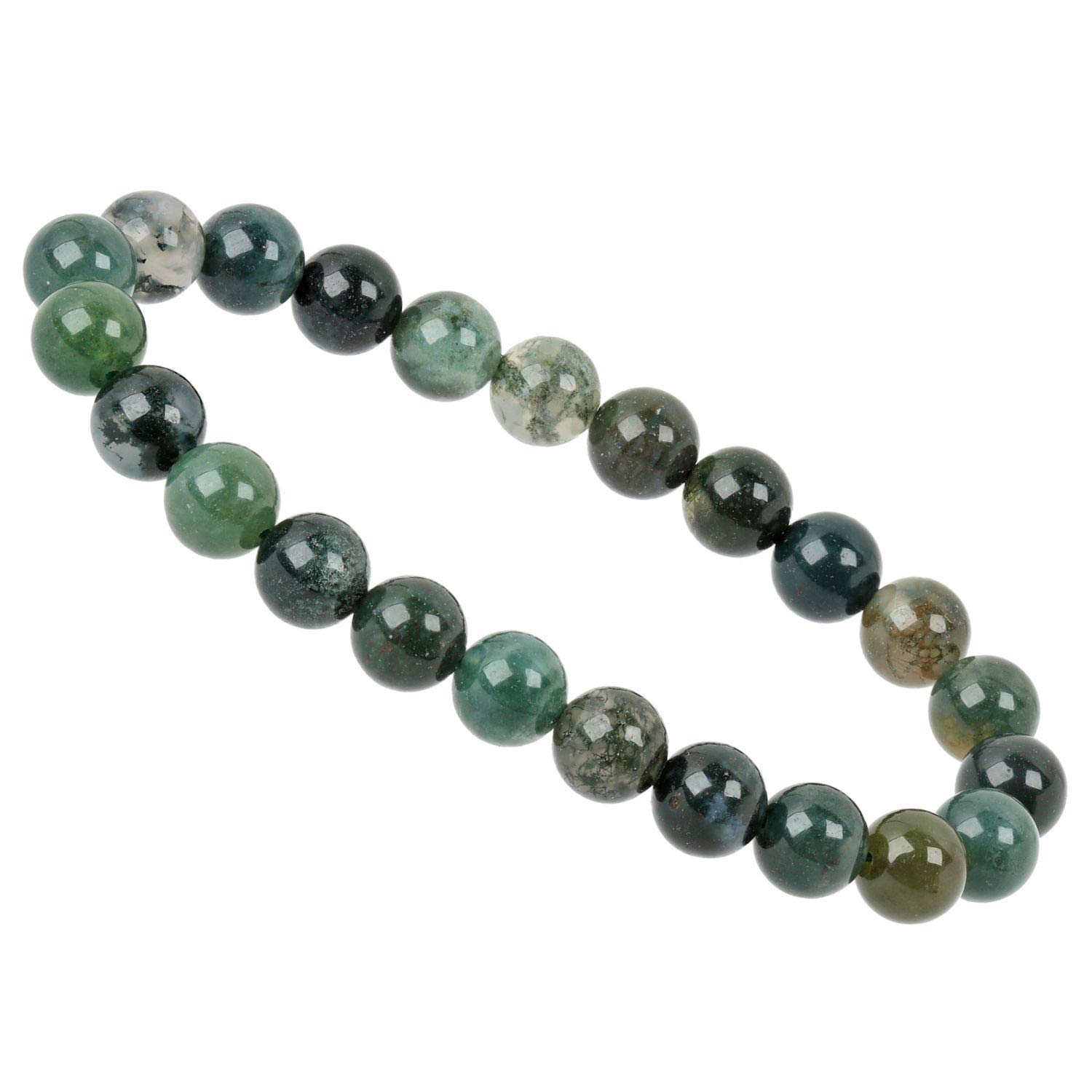 Eledoro PowerBead Women's Stretch Bracelet made of 8 mm Gemstone Beads - 17-18 cm Green