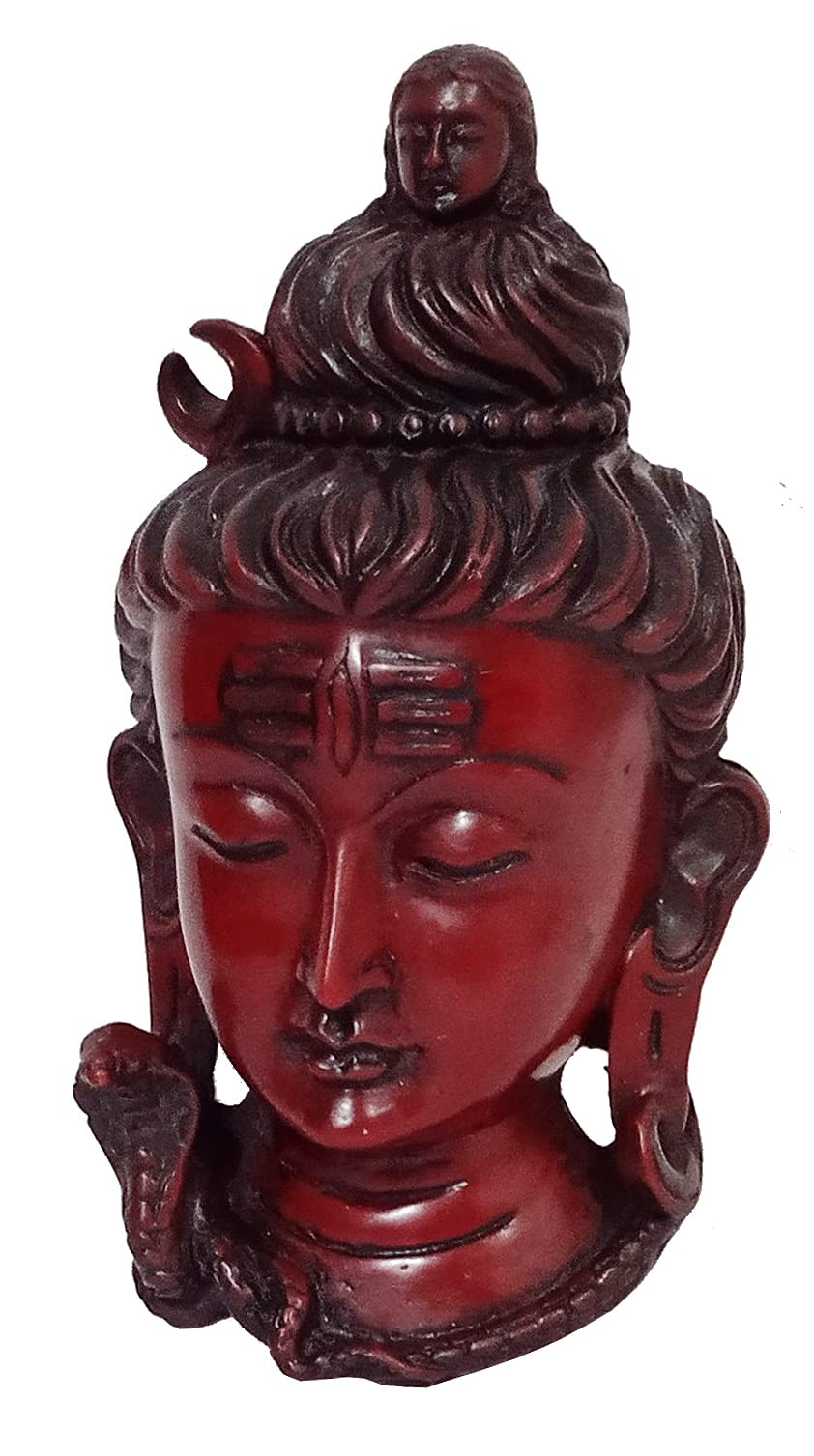 Purpledip Resin Idol Lord Siva (Mahadev Shiva): Wall Hanging Stone Finish Mask (11802)