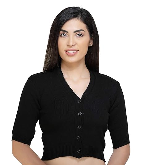V- Neck Women Half Sleeves Stitched Blouse