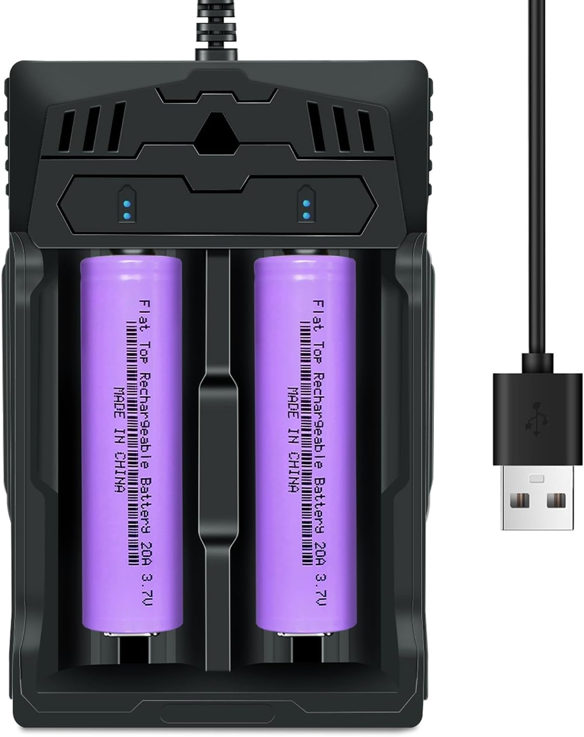 3.7 Volt 18650 Rechargeable Battery with Charger, 3000mAh Battery Flat Top Lithium Battery for LED Flashlights, Headlamp