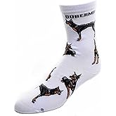 Doberman Socks Poses 2,White,Medium