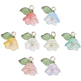 Echoed Elegance About 100Pcs Random Flower Charms 6-Petal Acrylic Glass Floral Earring Pendants for DIY Craft Necklace Keychain Bracelet Jewelry Making Supplies