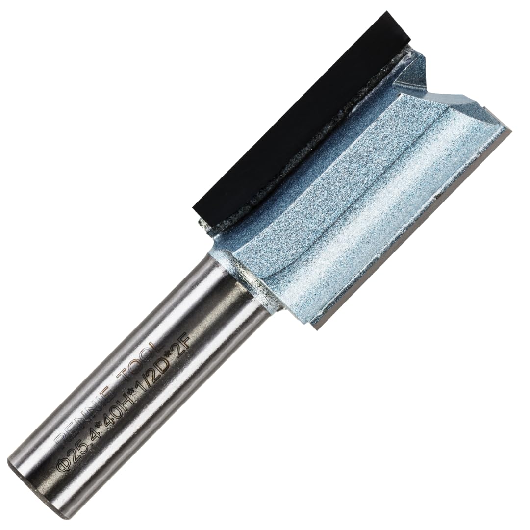 Rennie Tools - 25.4mm (1") Cutting Diameter x 40mm Flute x 1/2" Shank TCT Tipped 2 Flute Straight Router Cutter Bit. Compatible With Makita Trend Festool Hikoki Dewalt Router Etc. 25.4mm Router Bit