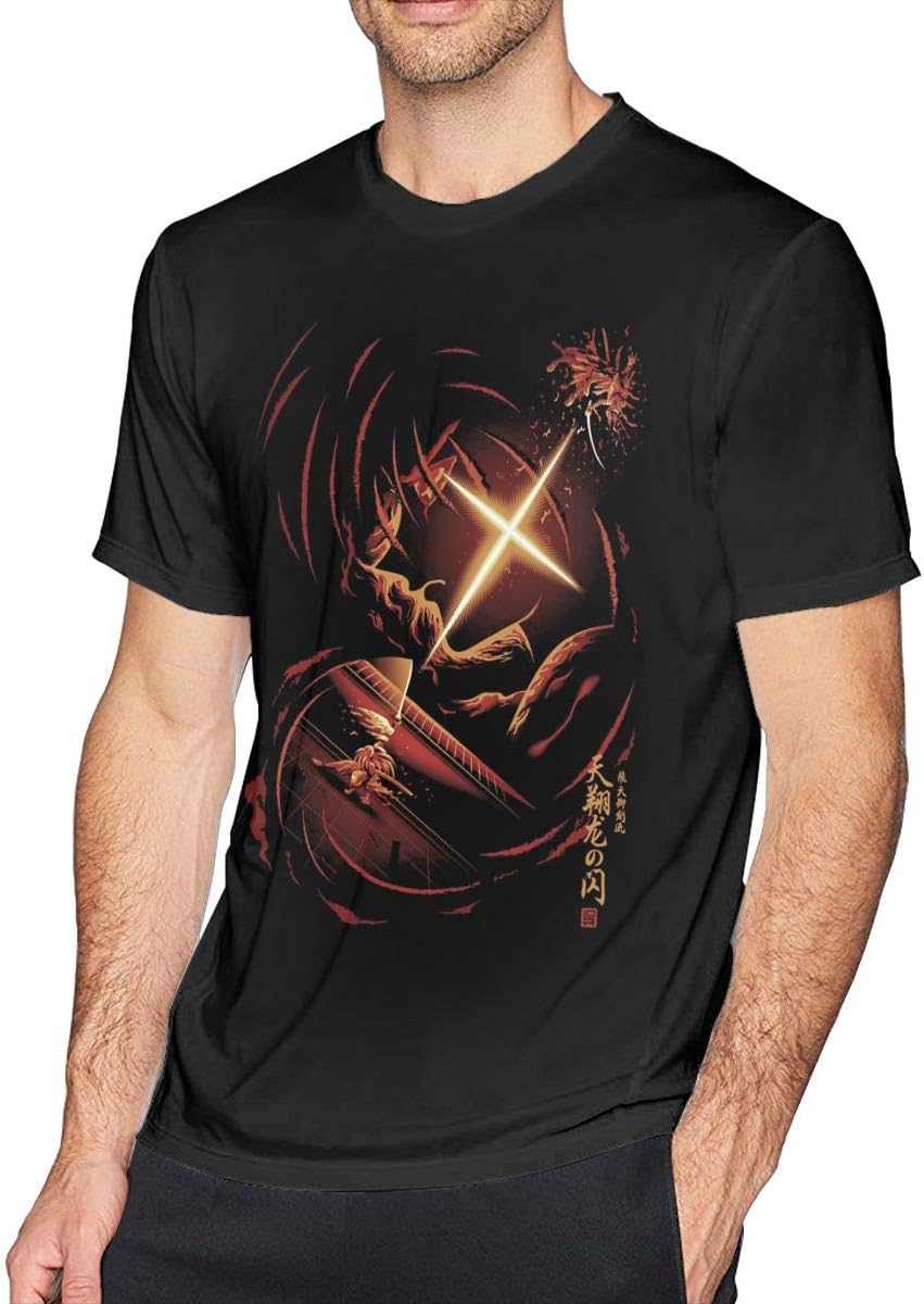 DDHHYY Anime Rurouni Kenshin Himura Kenshin Ku Zu Ryu Sen Men's Short Sleeve T-Shirt