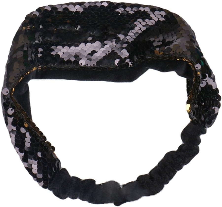 JasmineLi Mermaid Sequin Stylish Headbands - Reversible Double Color Sequins Elastic Headwear Ornament