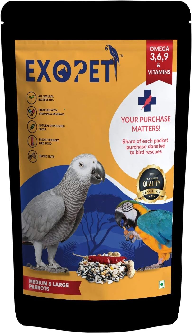 EXOPET Medium and Large Parrot Seed Mix 1 Kg (Pack of 1)