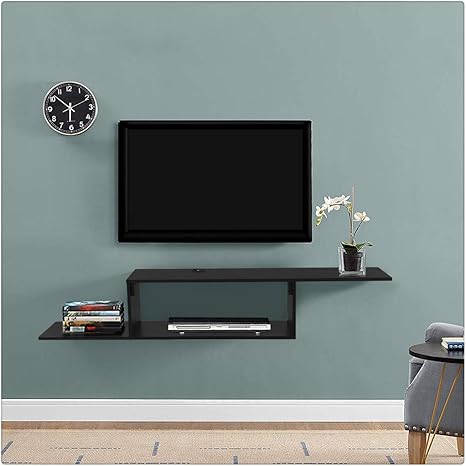 Amazon Com Kuhxz Floating Tv Console Modern Wall Mount Floating Shelf Tv Stand 60x9 5x9 5 Inches For Cable Boxes Routers Remotes Dvd Players Game Audio Video Consoles Kitchen Dining
