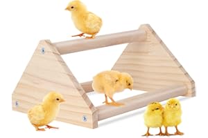 DORAKITTEN Wooden Chick Perch, Chick Stand Training Perch, Wood Chicken Roosting Bar for Entertainment, Chick Jungle Gym Perch Toy for Coop & Brooder, 7.9 x 6.9 x 4.14’’