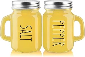 Red Salt and Pepper Shakers Set, 4 oz Glass with Stainless Steel Lids, Modern Christmas Kitchen Decor for Home Restaurants We