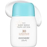 GOONGBE Baby Easy Wash Sun Lotion SPF 30 - Korean Moisturizing Zinc Oxide Mineral Sunscreen for Babies and Kids - Washes Off Easily - Vegan, Reef-Safe, Allergen-Free, 2.11 fl.oz.