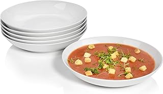 Sänger Suppenteller Set New Port aus Porzellan 6 teilig | Füllmenge der Teller 450 ml | Modernes Dinnerset für 6 Personen | Spülmaschinen- sowie mikrowellengeeignet