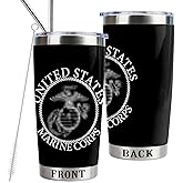 LLKJHGE Marine Corps Gift, 20oz Tumbler with Lid and Straw,Stainless Steel Vacuum Insulated Double Wall Travel Tumbler, Deployment Gift Military Appreciation Gifts(Marine Corps)