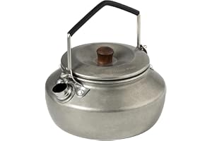 Thous Winds 0.6 Liter Lightweight Stainless Steel Camping Kettle Portable Camp Tea Pot, Outdoor Campfire Use, Retro Silver