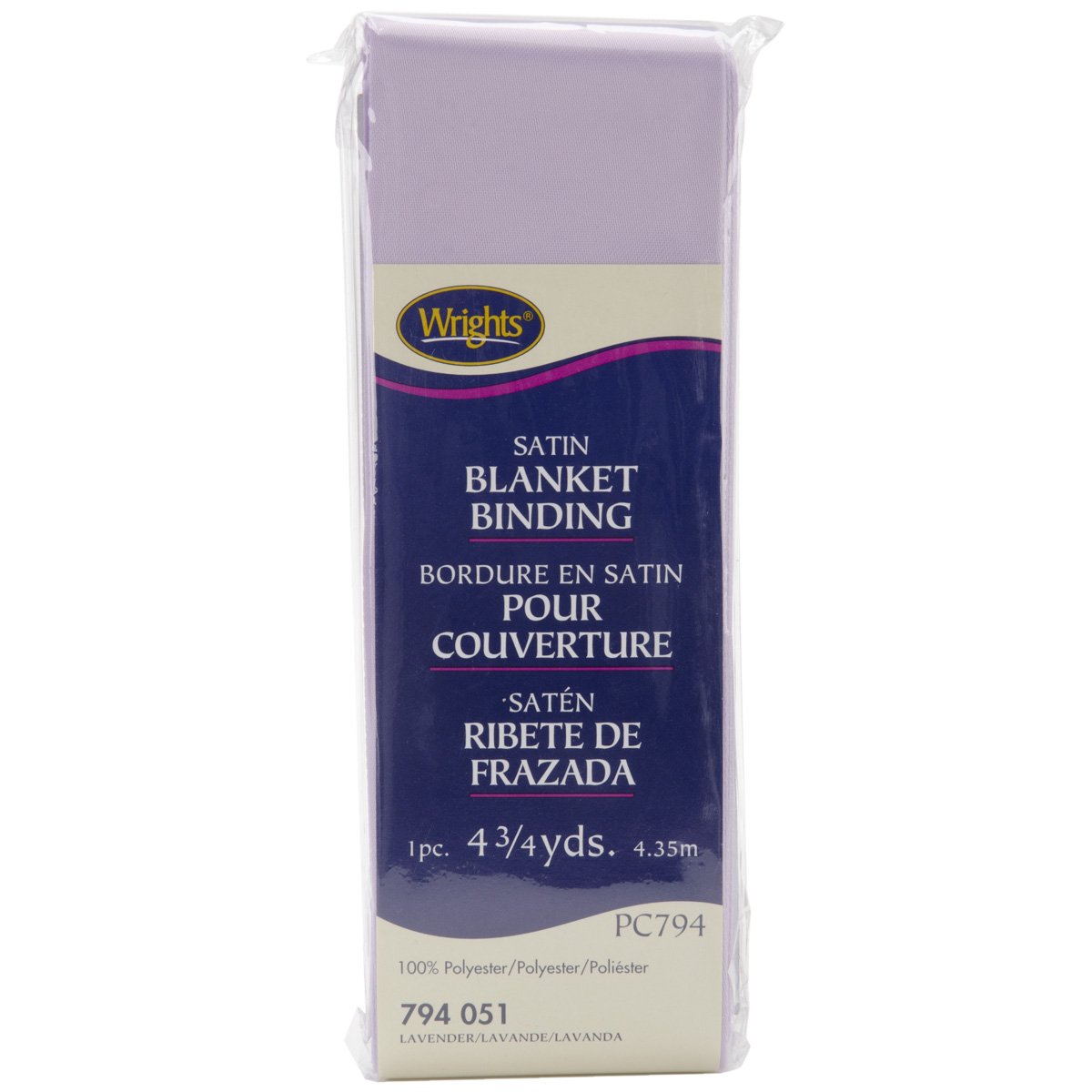 Wrights 2-inch 4 3/4 yd Single Fold Satin Blanket Binding, Lavender