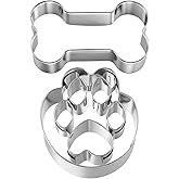 Lnngub Bone & Paw Print Cookies Cutters Set,Paw Print Cookie Cutter Stainless Steel Dog Bone Cookie Cutters for Treats Dog Theme Party Baking Theme Party