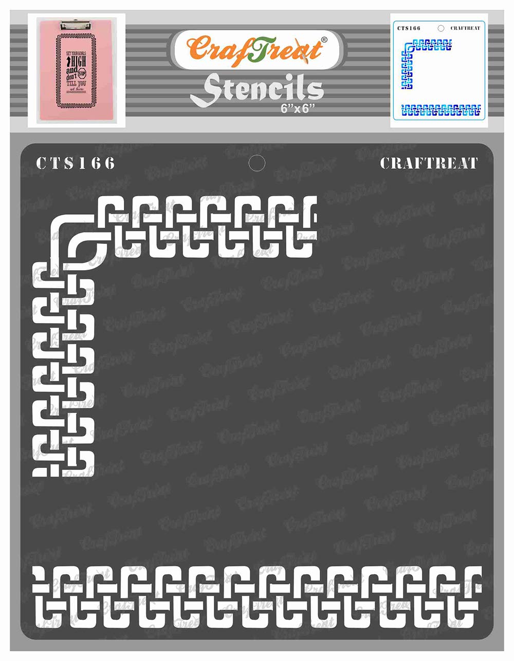 CrafTreat Border Art Stencils for Wall Painting Patterns - Celtic Borders 2 - 6X6 Inches - Reusable DIY Stencil Border in Art and Craft - Borders Stencils for Decoupage