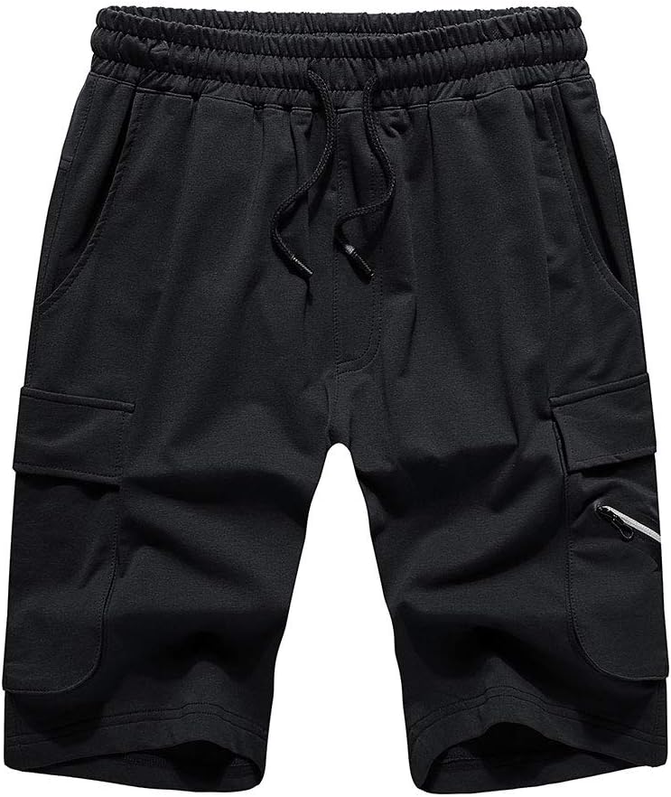 LBL Men's Elastic Waist Shorts Classic Casual Athletic Flat Front Sports Shorts with Pockets