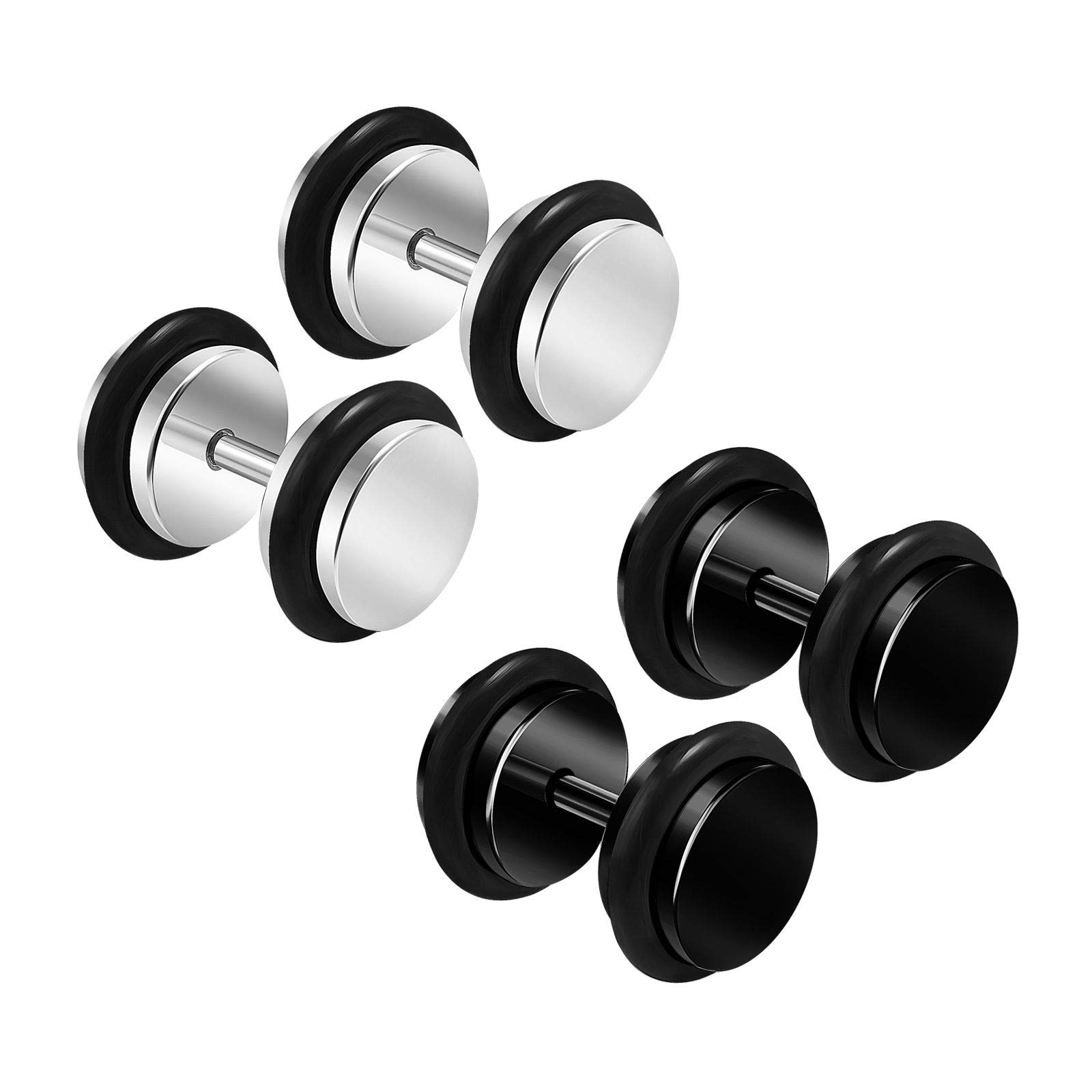 4PCS Steel Anodized Black 16g 1.2mm 0g 8mm Black O-Ring Fake Gauge Ear Plug Cheater Lobe Earring Piercing Jewellery 4007